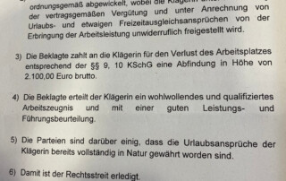 KSchG Vergleich Freistellung