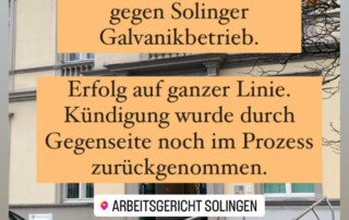 Solingen Kündigung Arbeitsrecht