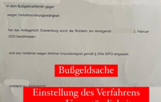 Oranienburg Anwalt Bußgeld