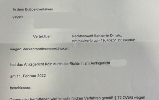 Absehen von Fahrverbot Köln