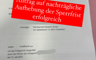 Antrag auf nachträgliche Aufhebung der Sperrfrist