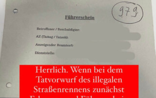 Illegales Straßenrennen Führerschein Fahrerlaubnis